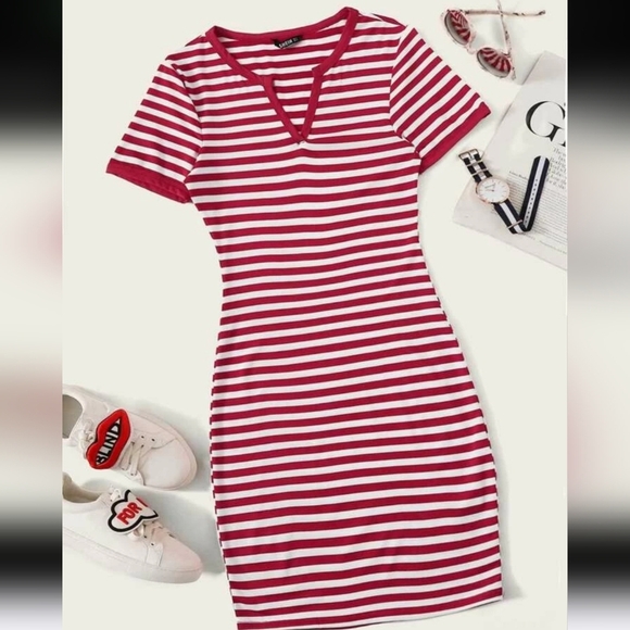 Shein Striped bodycon Women's Dress Size S - Picture 1 of 6